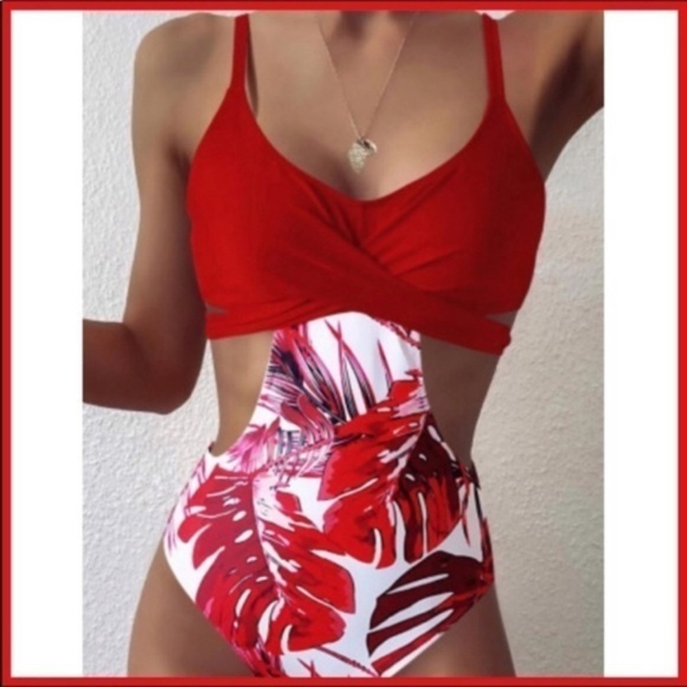 One piece tropical swimsuit
